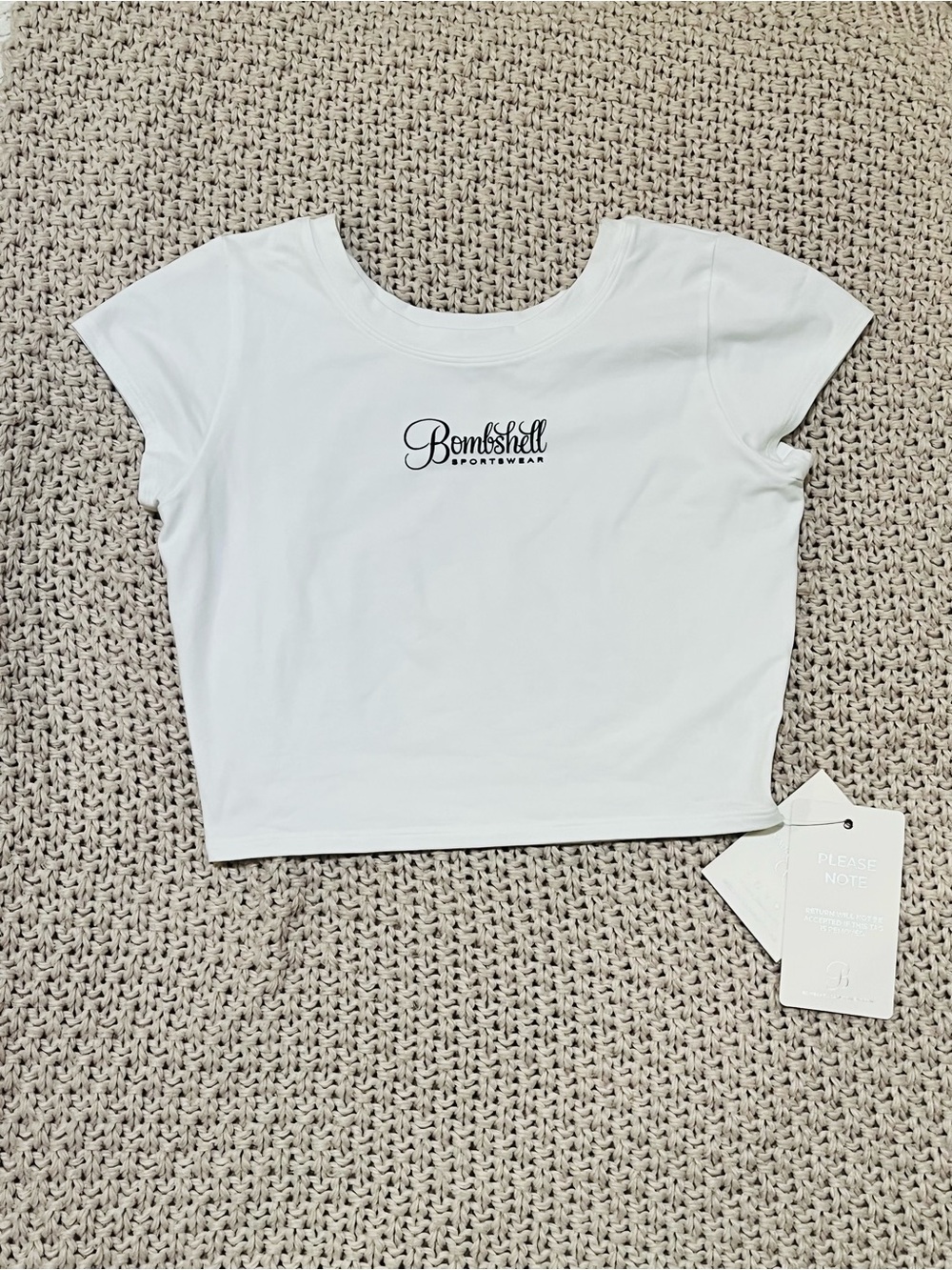 Bombshell Sportswear White Cropped Crew Tee
